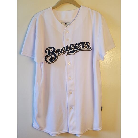 Milwaukee Brewers Exclusive Majestic Youth Jersey 10/12 Screenprinted Plain Back - Picture 1 of 9